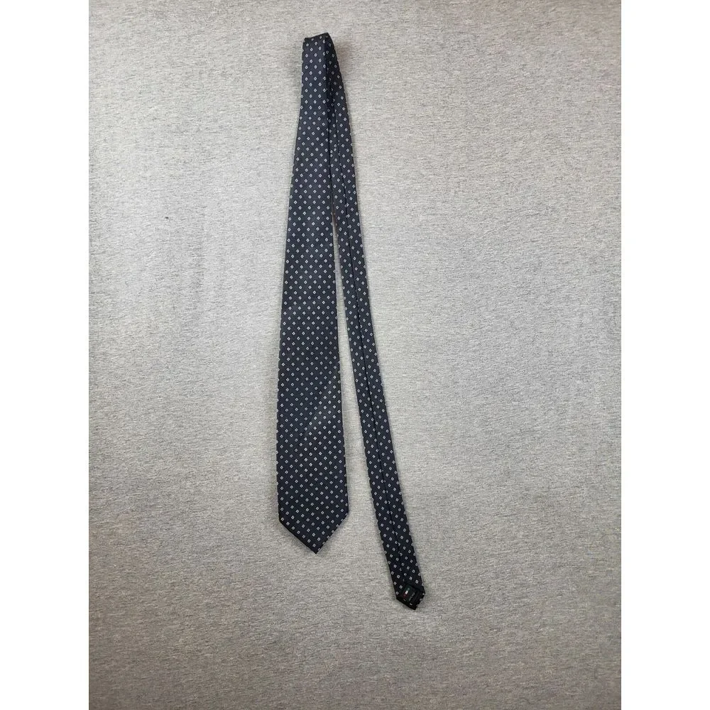 Valentina Italy Milano Black Geometric Diamond 100%‎ Silk Men's Neck Tie